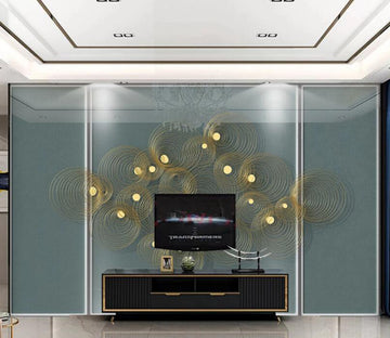 3D Gold Thread Round 215 Wall Murals