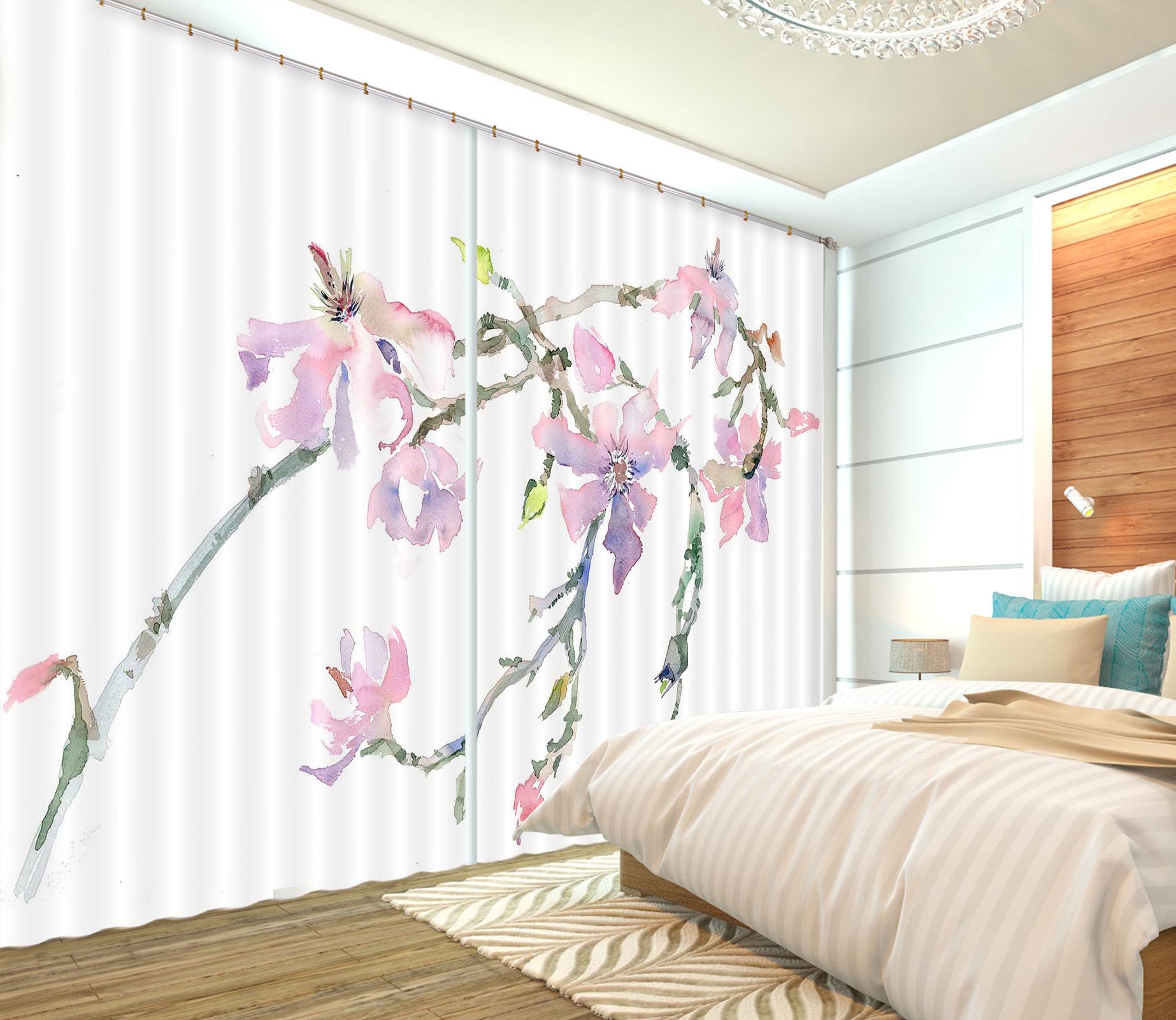 3D Peach Blossom 006 Anne Farrall Doyle Curtain Curtains Drapes