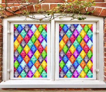 3D Colored Diamond 332 Window Film Print Sticker Cling Stained Glass UV Block