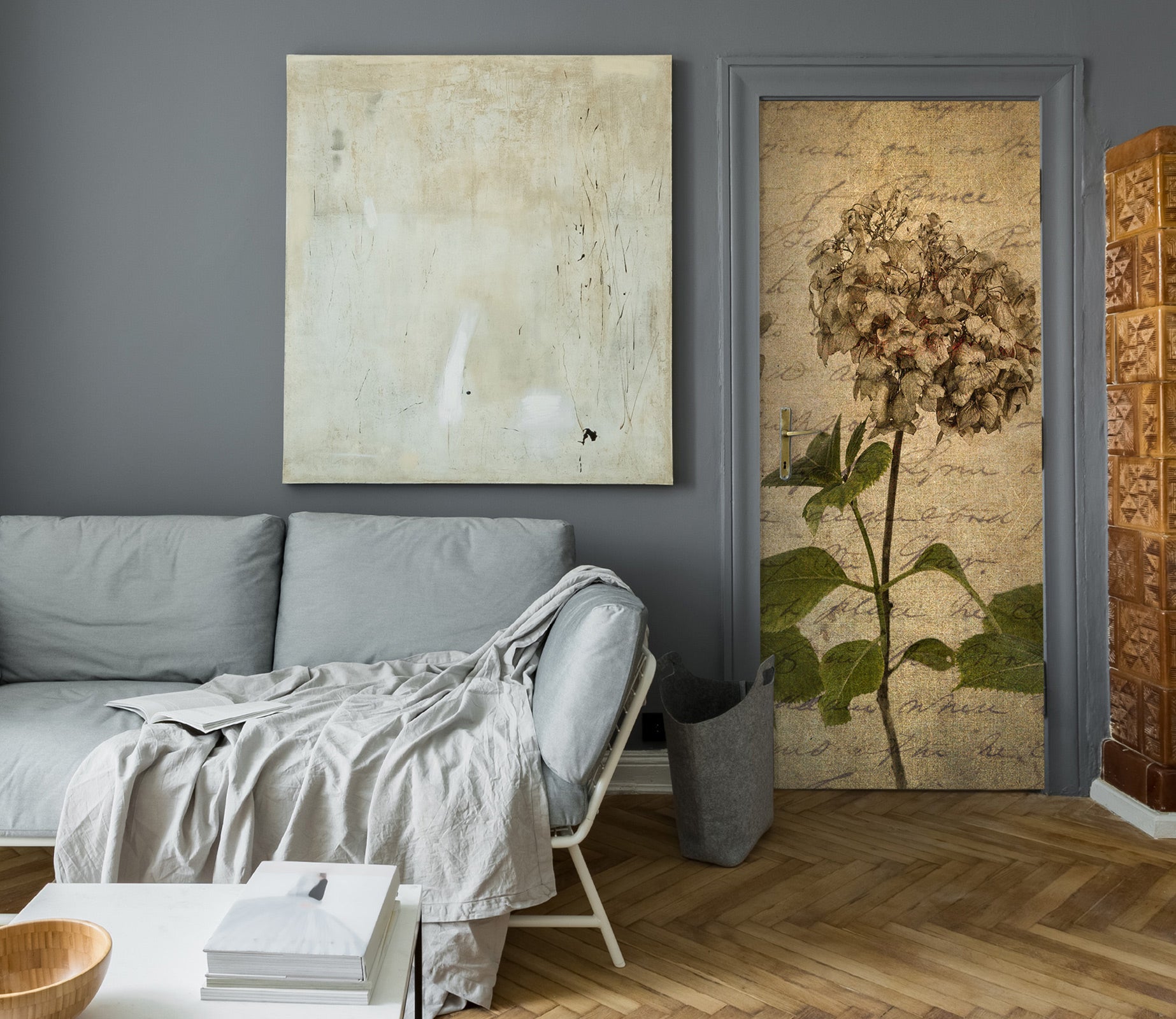 3D Flowers Pattern 10718 Assaf Frank Door Mural