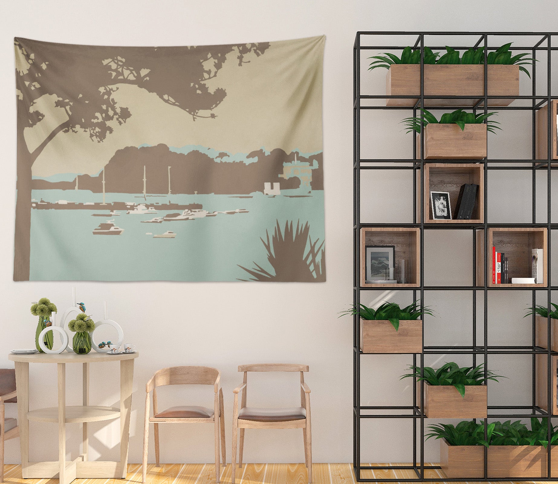 3D Blue Lake Tree 5302 Steve Read Tapestry Hanging Cloth Hang