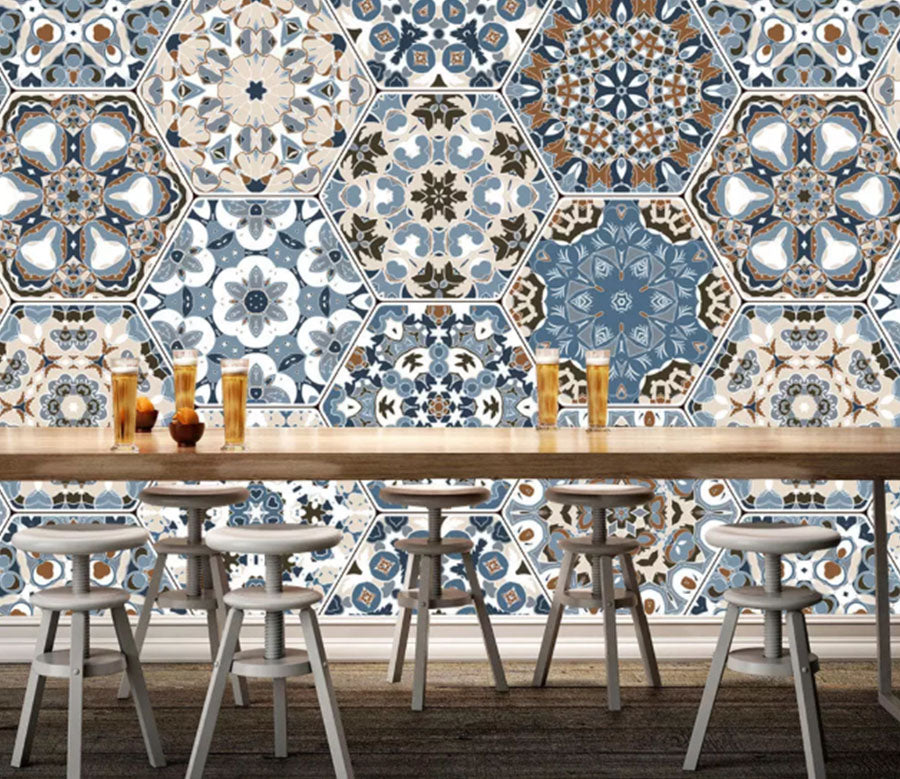 3D Blue Pattern 2158 Wall Murals