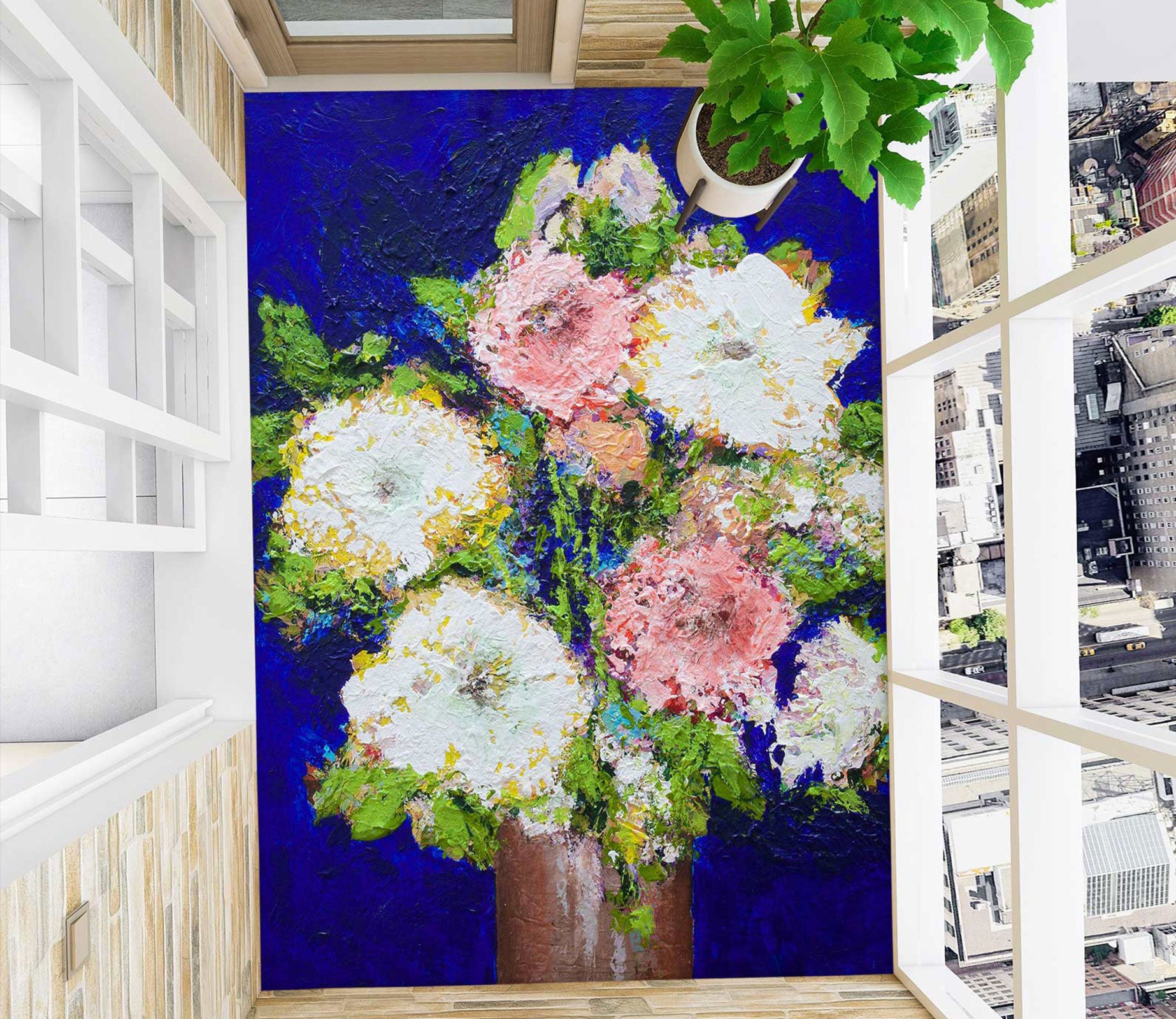 3D Flowers Vase Painting 9698 Allan P. Friedlander Floor Mural  Wallpaper Murals Self-Adhesive Removable Print Epoxy