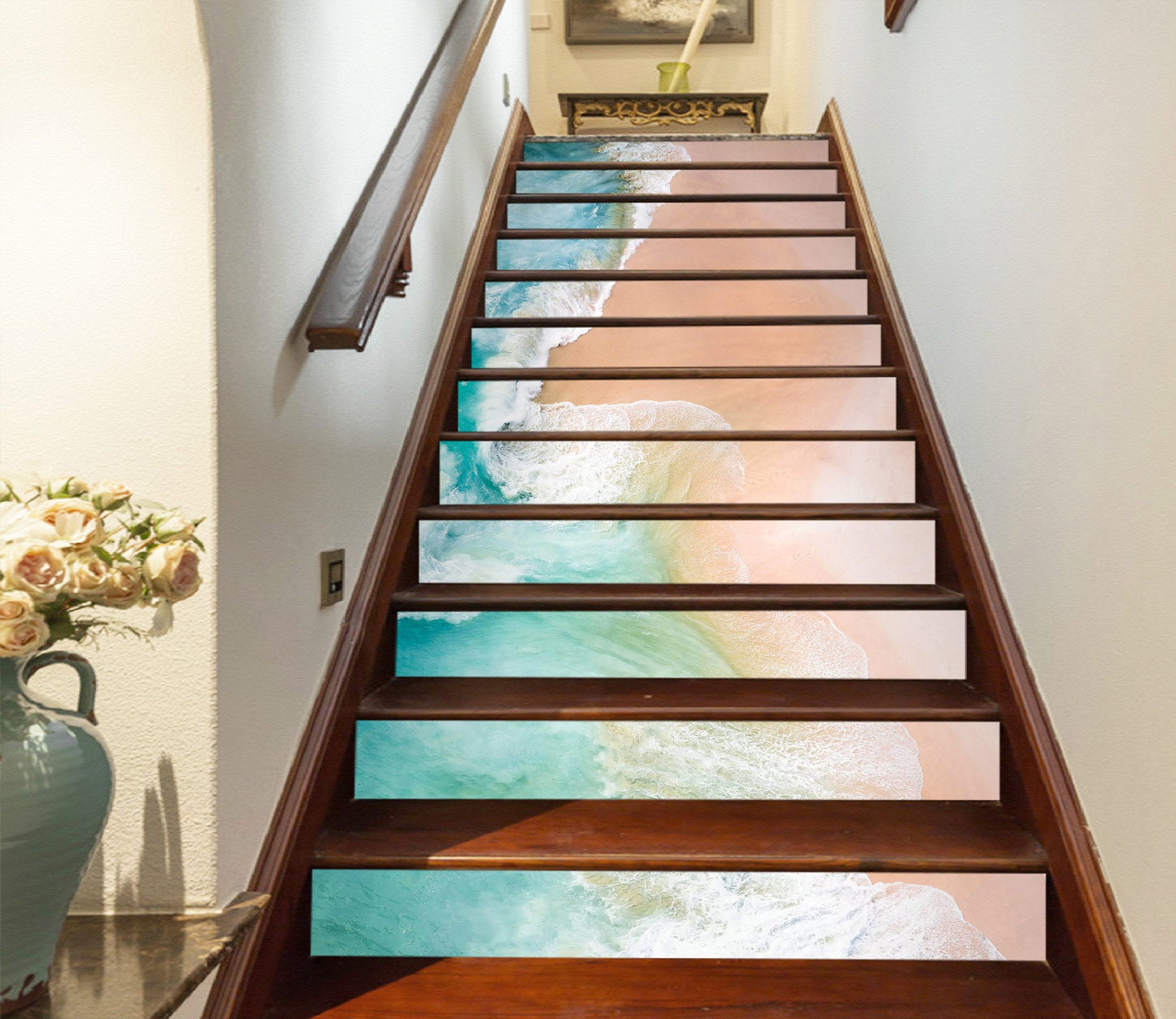 3D Waves And Beach 381 Stair Risers