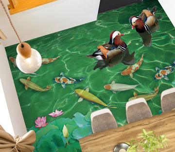 3D Koi And Ducks 1287 Floor Mural