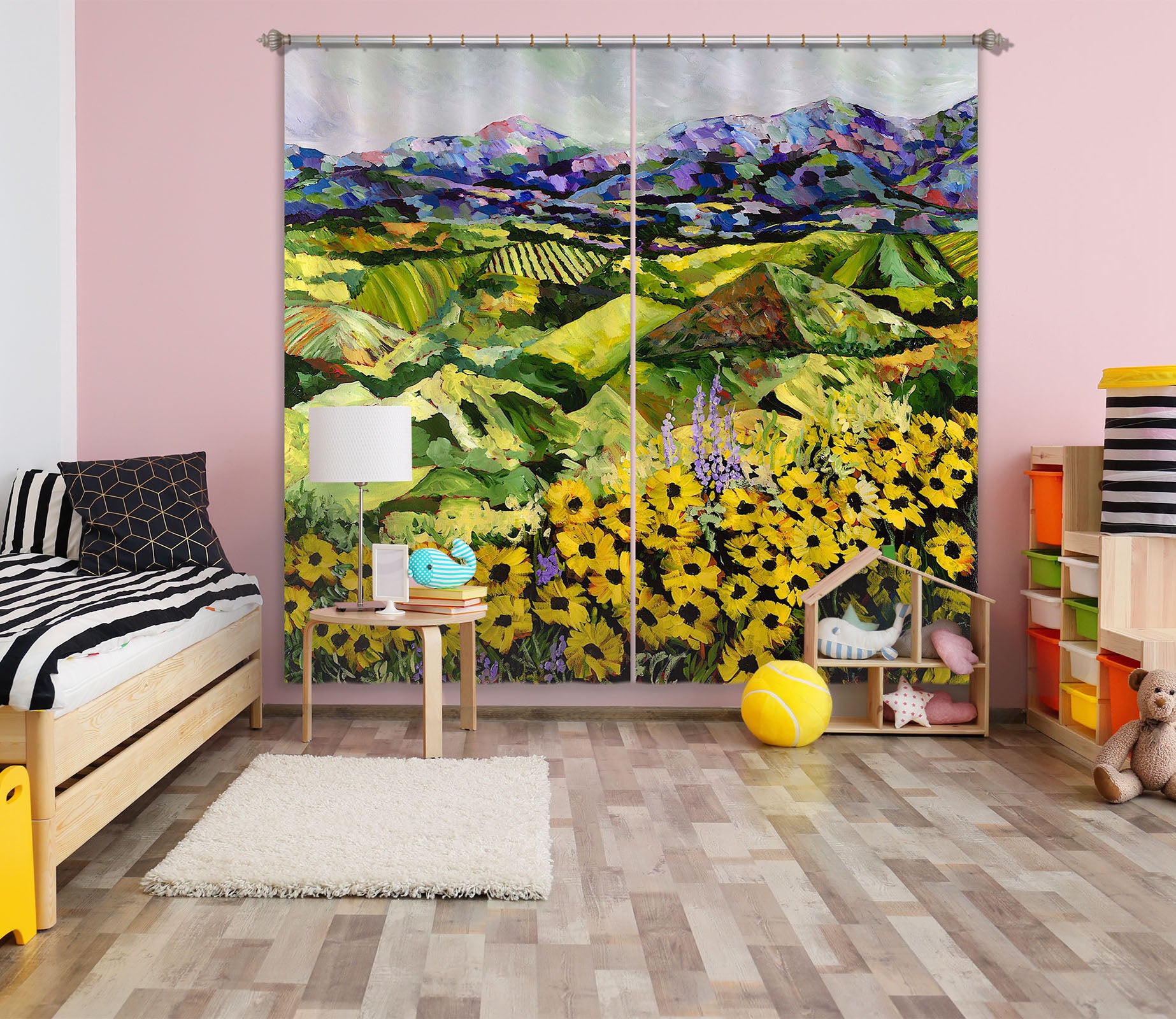 3D Sunflower 141 Allan P. Friedlander Curtain Curtains Drapes