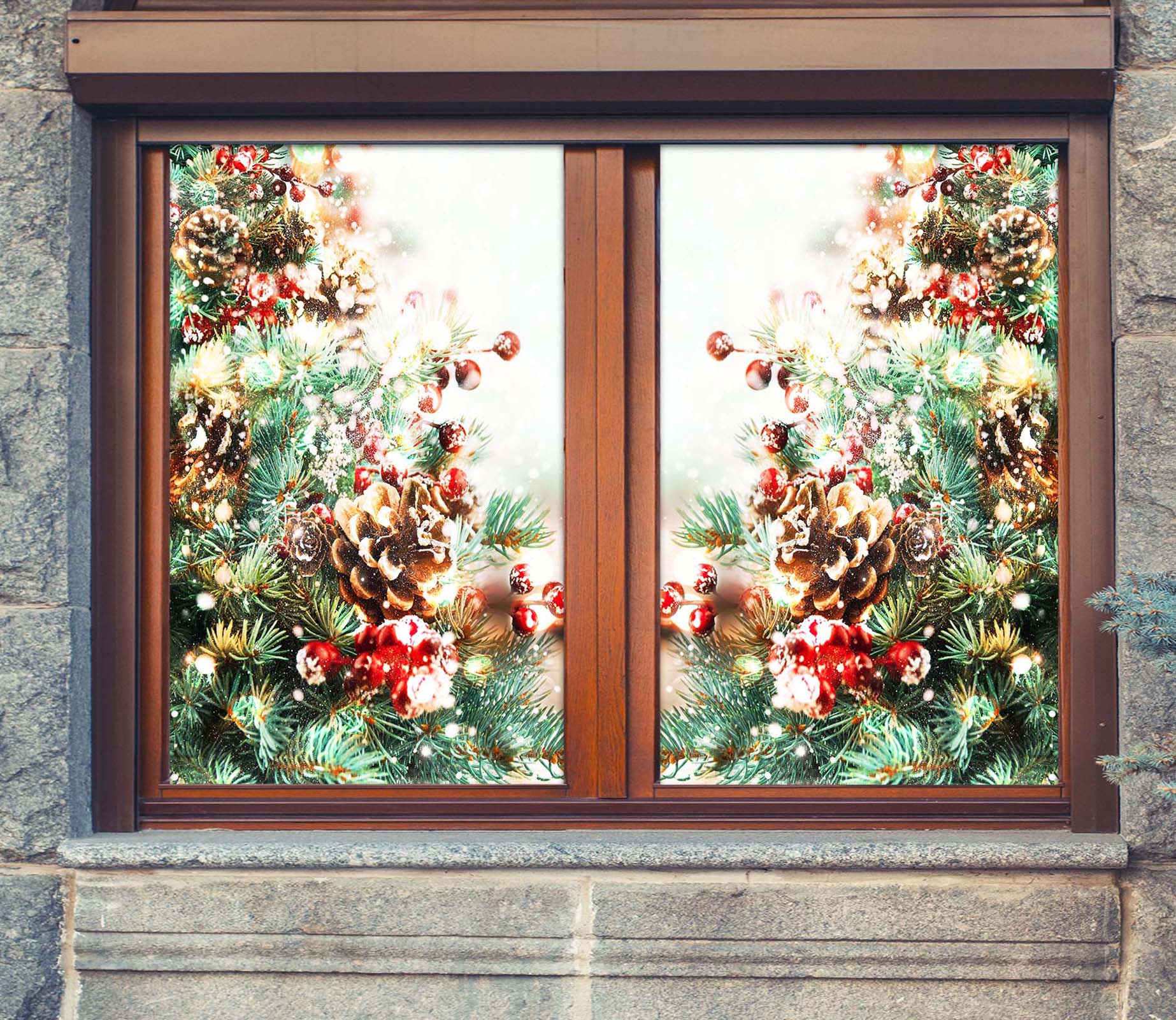 3D Christmas Tree 30109 Christmas Window Film Print Sticker Cling Stained Glass Xmas