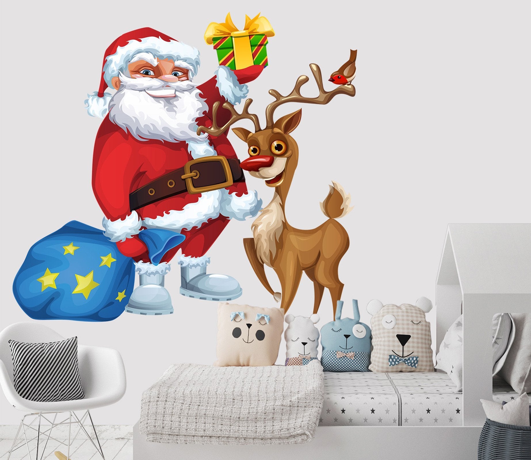3D Santa Claus Deer Gift 41 Wall Stickers Wallpaper AJ Wallpaper 