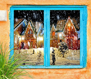 3D Heavy Snow Houses 31007 Christmas Window Film Print Sticker Cling Stained Glass Xmas
