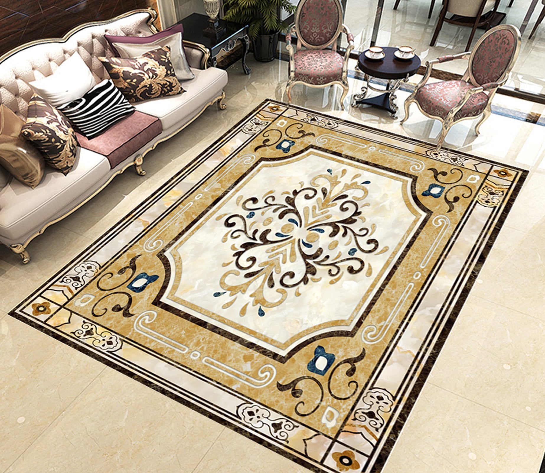 3D Marble Rectangle Pattern WG420 Floor Mural Wallpaper AJ Wallpaper 2 