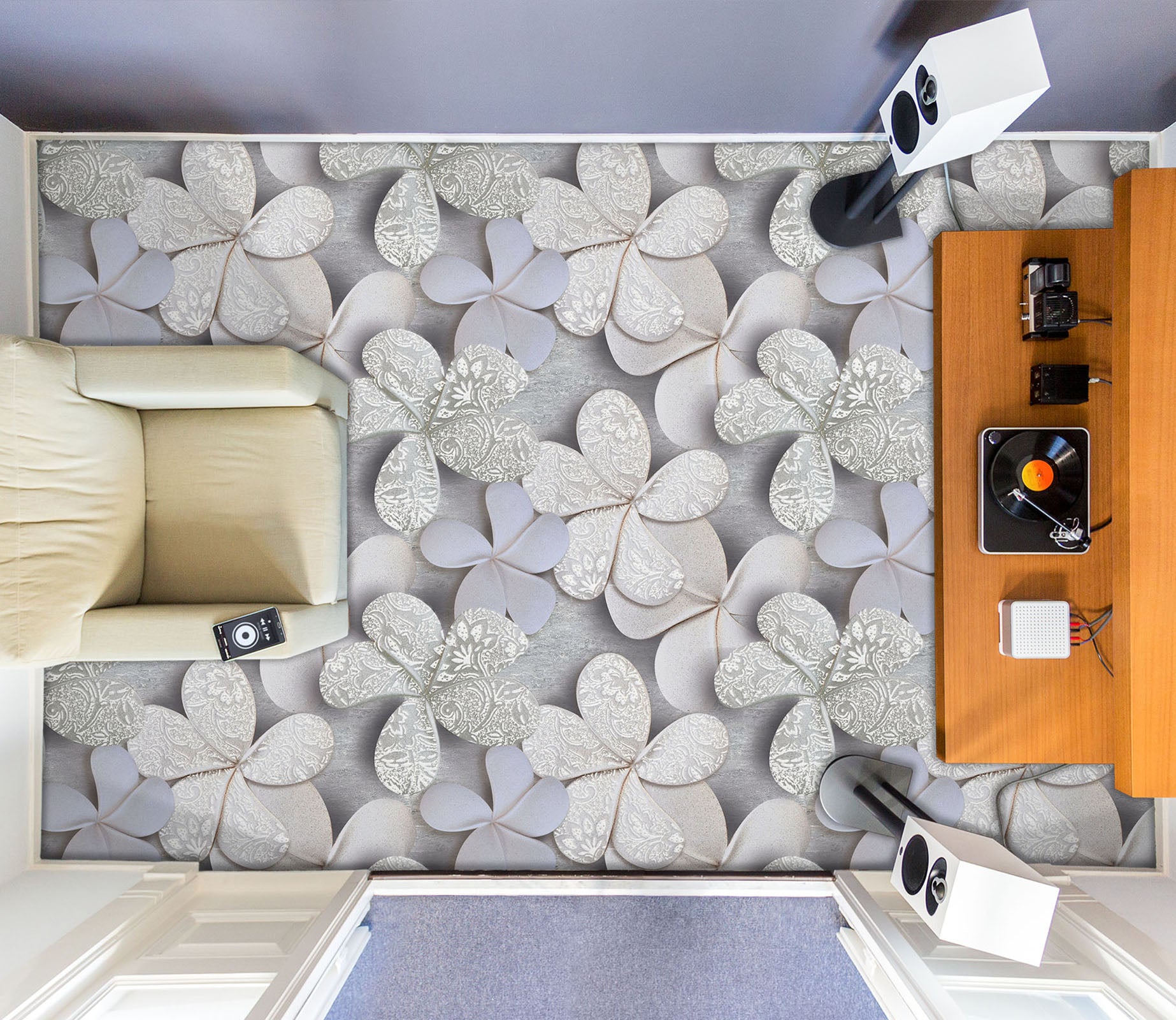 3D Pretty White Flowers 558 Floor Mural  Wallpaper Murals Rug & Mat Print Epoxy waterproof bath floor