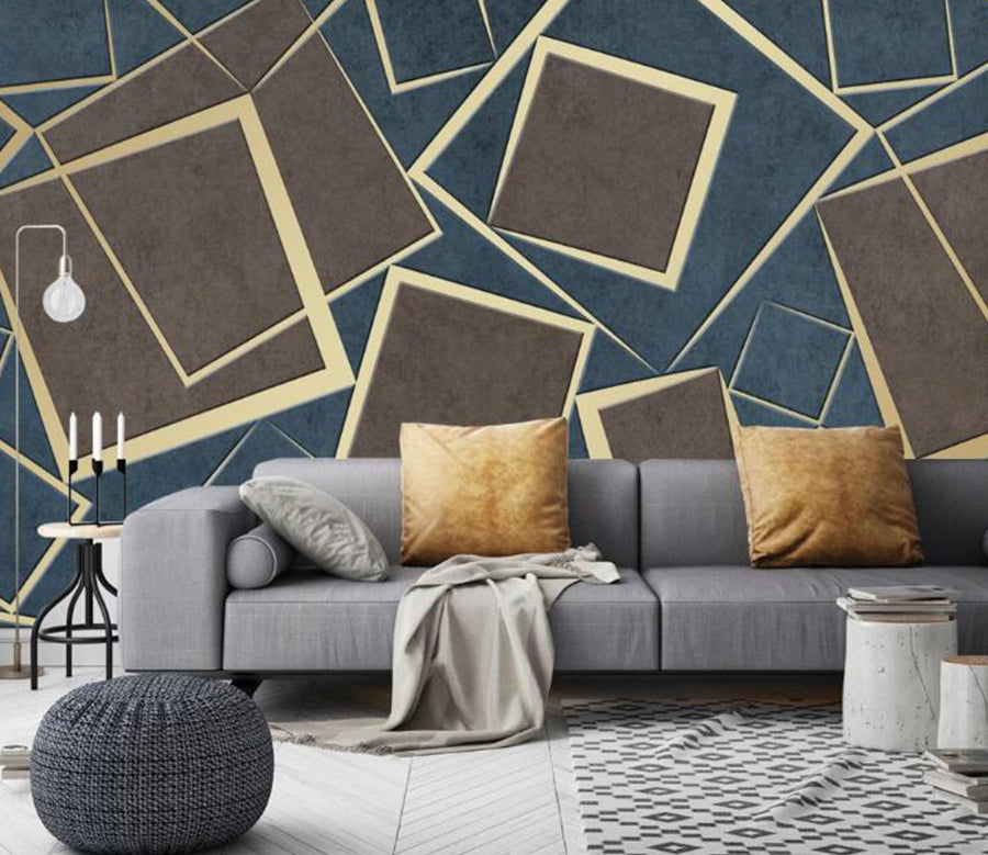 3D Three-color Square 430 Wall Murals