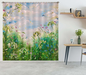 3D Wild Grass Flower 2355 Skromova Marina Curtain Curtains Drapes
