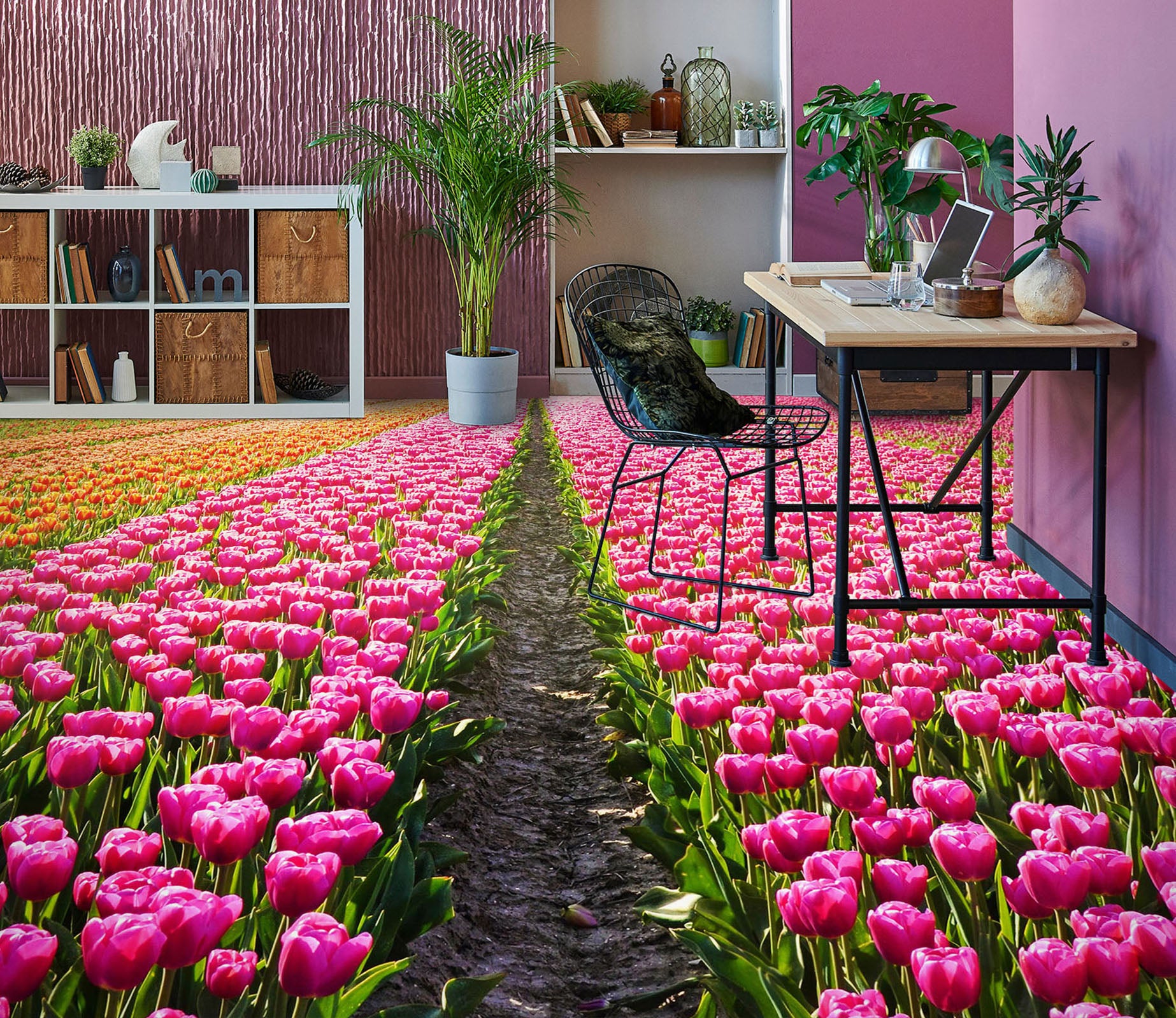 3D Full-bodied Tulips 1212 Floor Mural  Wallpaper Murals Self-Adhesive Removable Print Epoxy