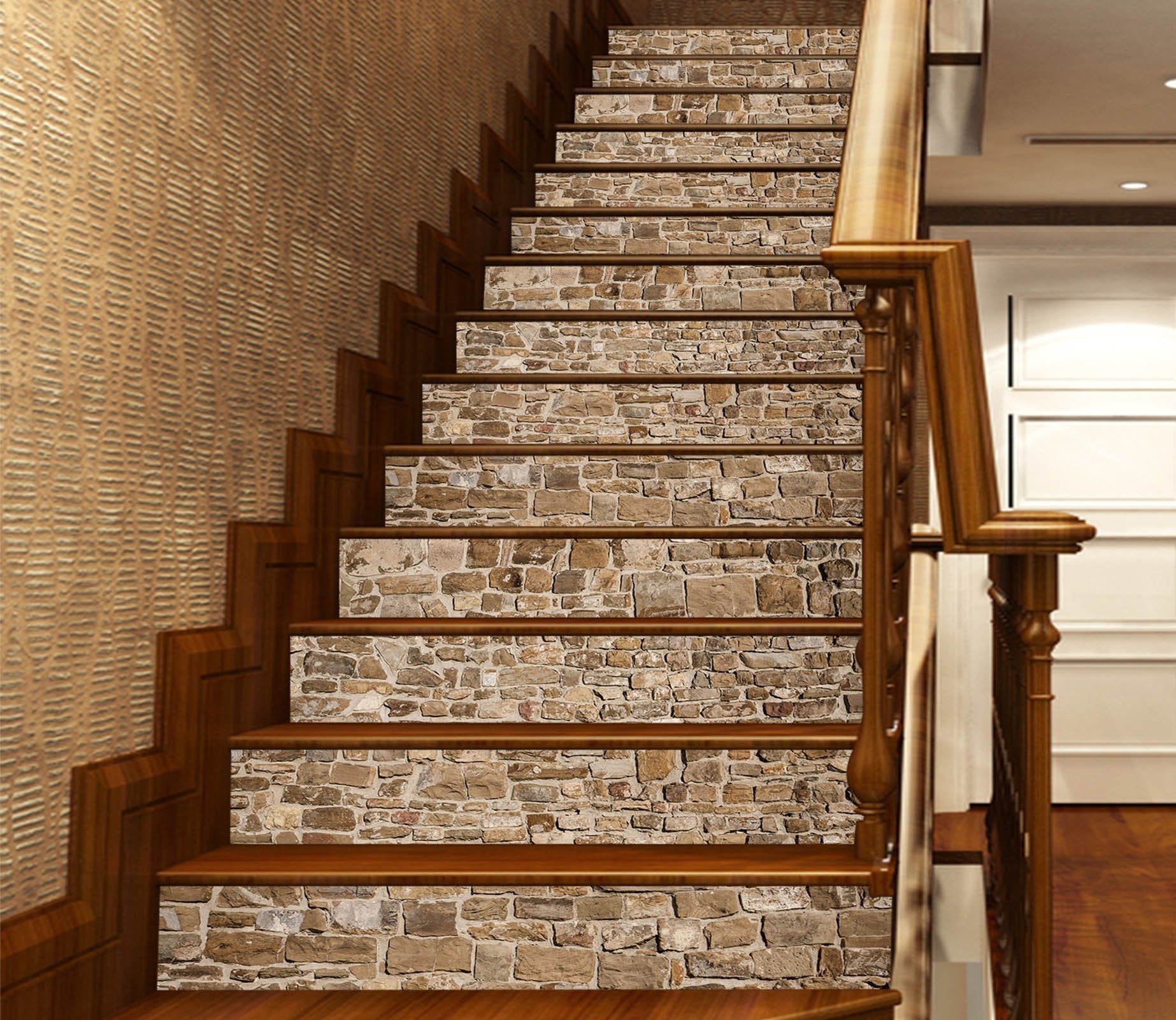 3D Vintage Brick 669 Marble Tile Texture Stair Risers Wallpaper AJ Wallpaper 