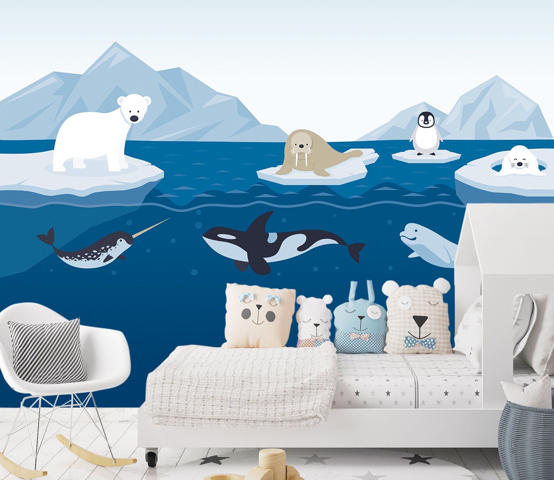 3D Polar Bbear Dolphin 032 Wall Murals Wallpaper AJ Wallpaper 2 