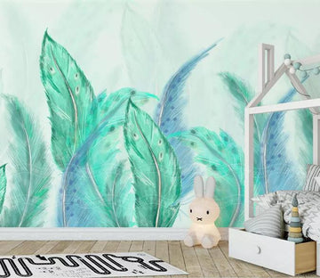 3D Green Feather 386 Wall Murals Wallpaper AJ Wallpaper 2 