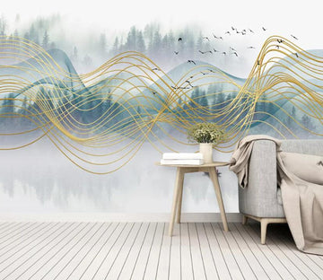 3D Golden Wave WC88 Wall Murals Wallpaper AJ Wallpaper 2 