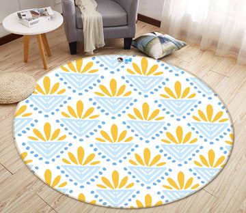 3D Blue Yellow Pattern 10527 Kashmira Jayaprakash Rug Round Non Slip Rug Mat