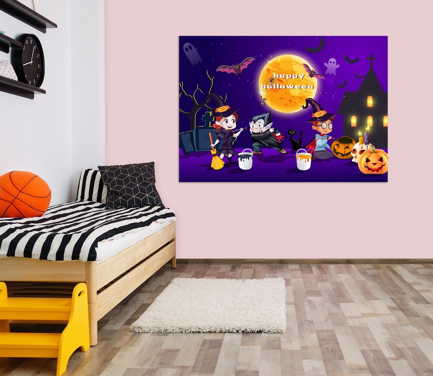 3D Girl Paints Pumpkin 008 Halloween Wall Stickers Wallpaper AJ Wallpaper 2 