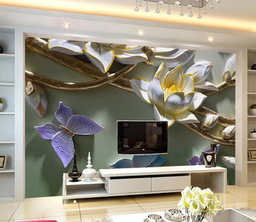 3D Embossed Butterfly WC694 Wall Murals