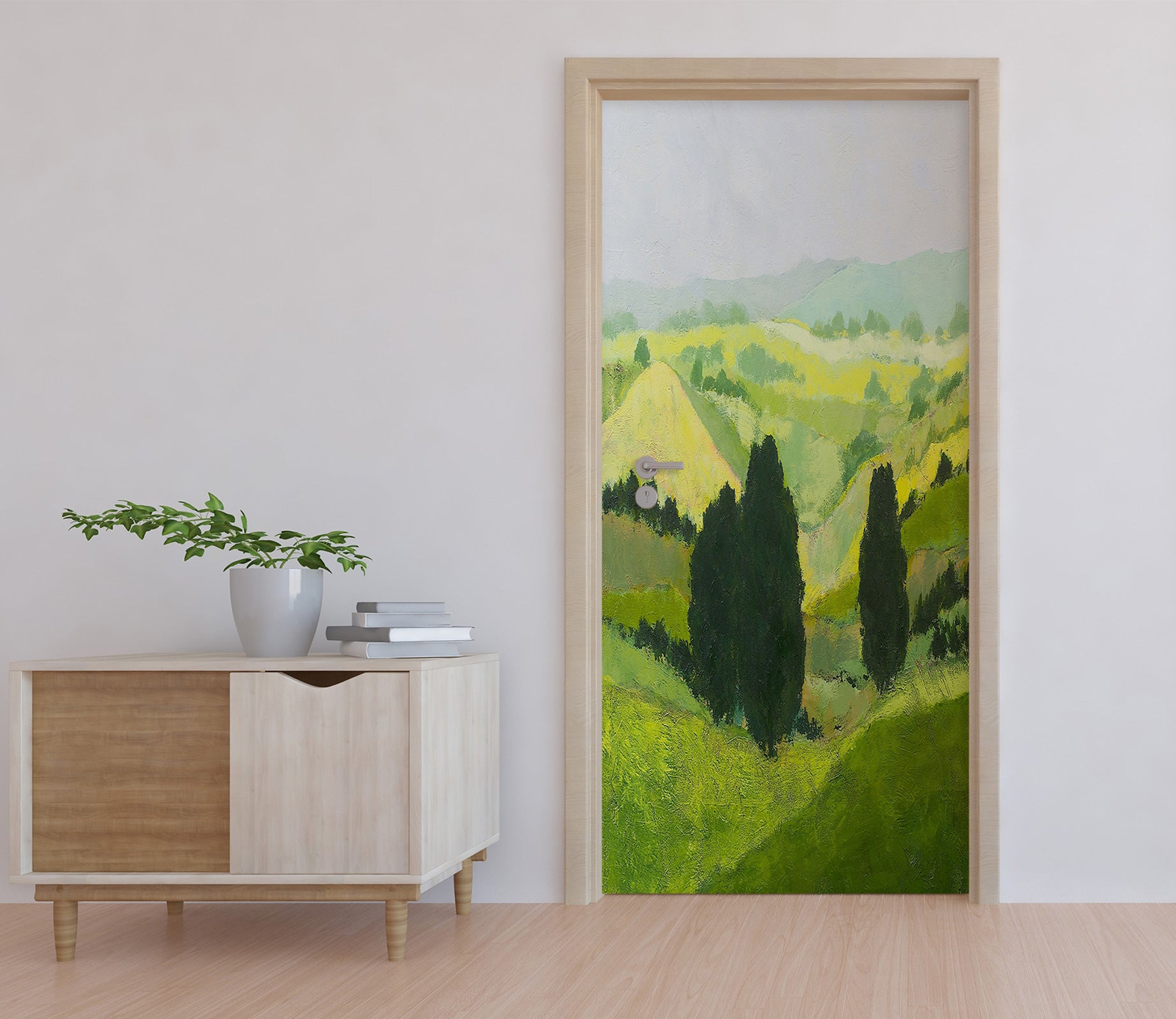 3D Green Lawn Hillside Trees 9361 Allan P. Friedlander Door Mural