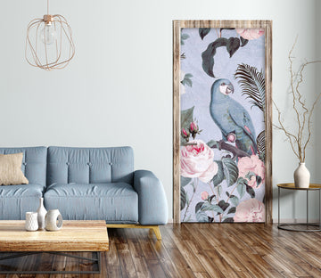 3D Blue Parrot Pink Rose 11905 Andrea Haase Door Mural