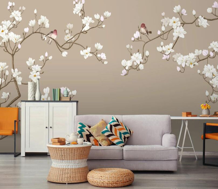 3D White Flowers 544 Wall Murals
