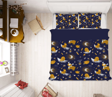 3D Yellow Owl Rabbit 232 Uta Naumann Bedding Bed Pillowcases Quilt