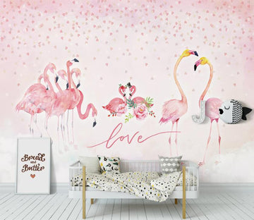 3D The Flamingos Who Witnessed Love 2380 Wall Murals