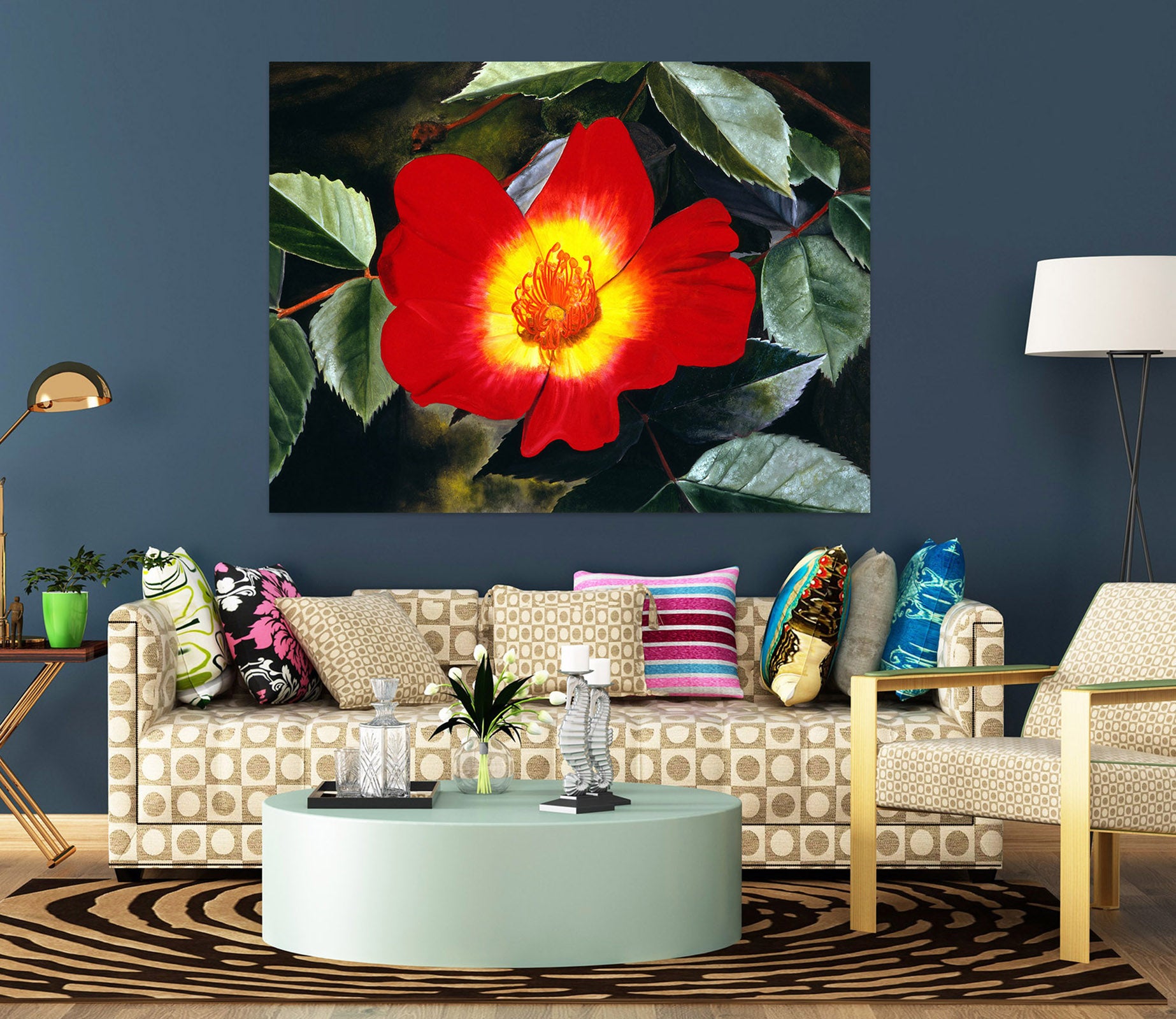 3D Red Flower 110115 Matthew Holden Bates Wall Sticker