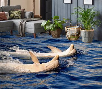3D Leisurely Dolphins 1211 Floor Mural  Wallpaper Murals Self-Adhesive Removable Print Epoxy