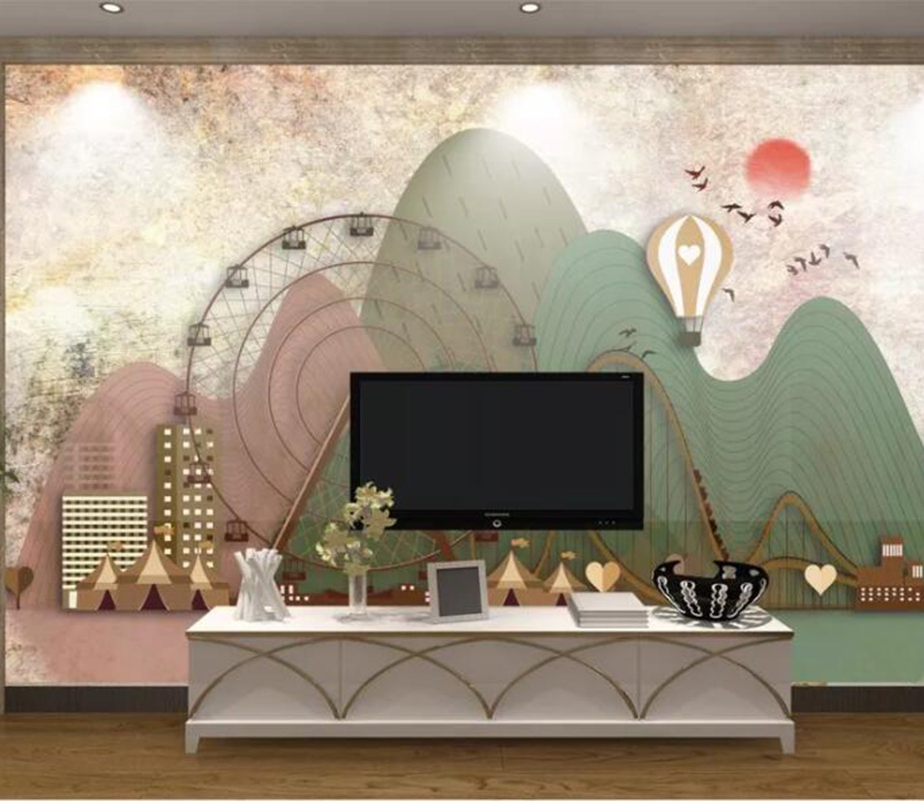 3D Green Valley WC69 Wall Murals Wallpaper AJ Wallpaper 2 