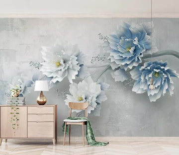 3D Blue Flower WC1655 Wall Murals