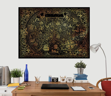 3D Golden Painting 279 World Map Wall Sticker