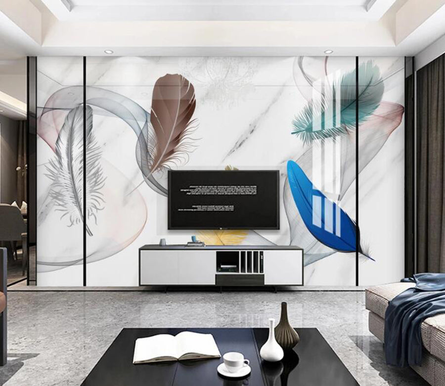 3D Four Feathers 798 Wall Murals