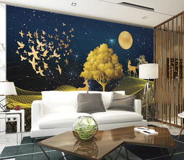 3D Golden Bird WC1990 Wall Murals