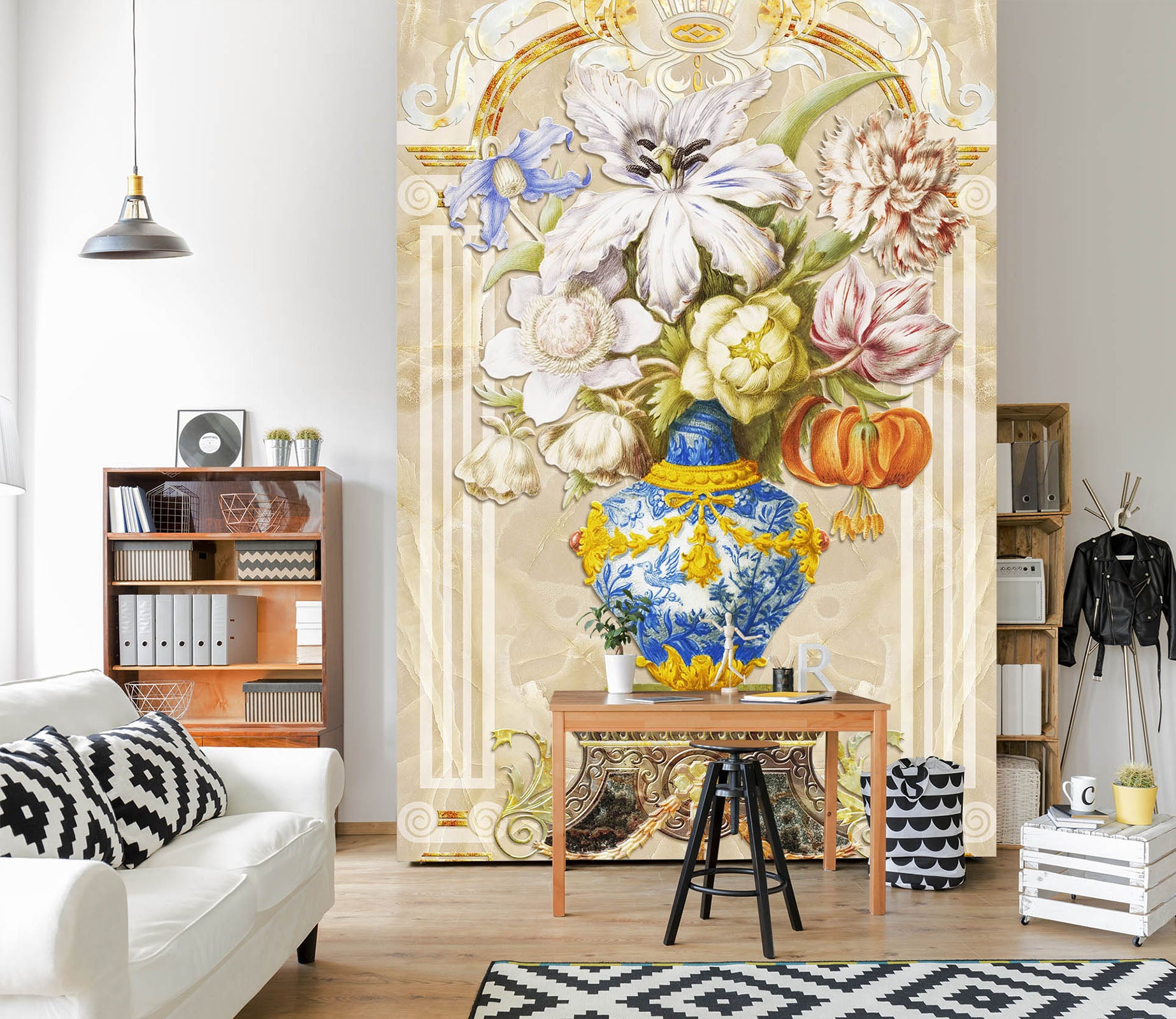 3D Vase Flowers 1863 Wall Murals