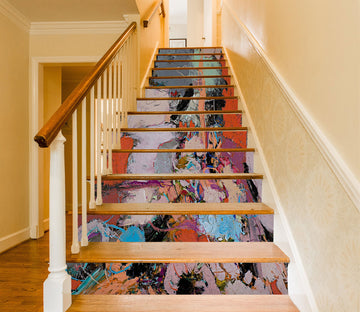 3D Color Block Oil Painting Pattern 90161 Allan P. Friedlander Stair Risers