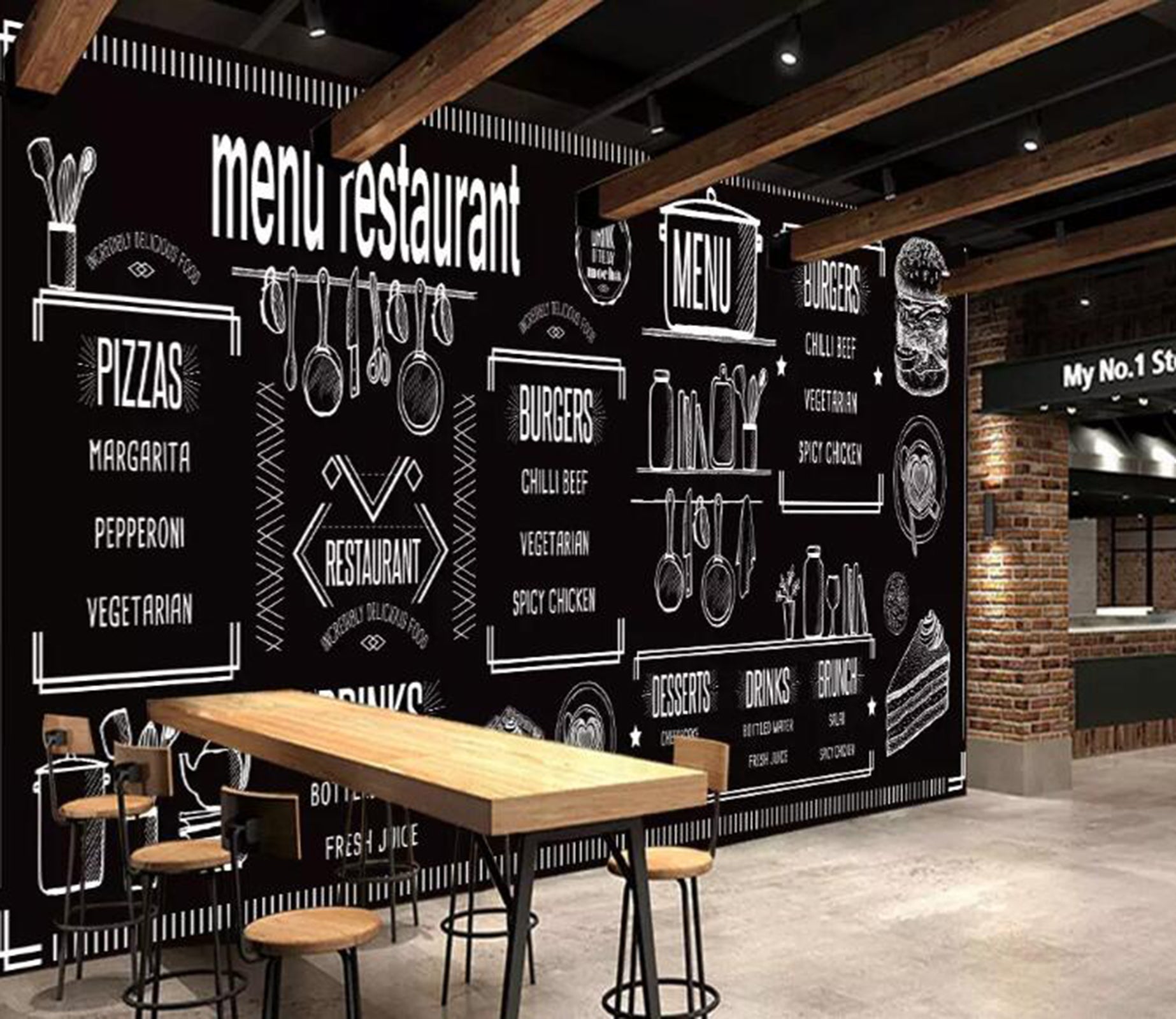 3D Gourmet Shop WG09 Wall Murals Wallpaper AJ Wallpaper 2 