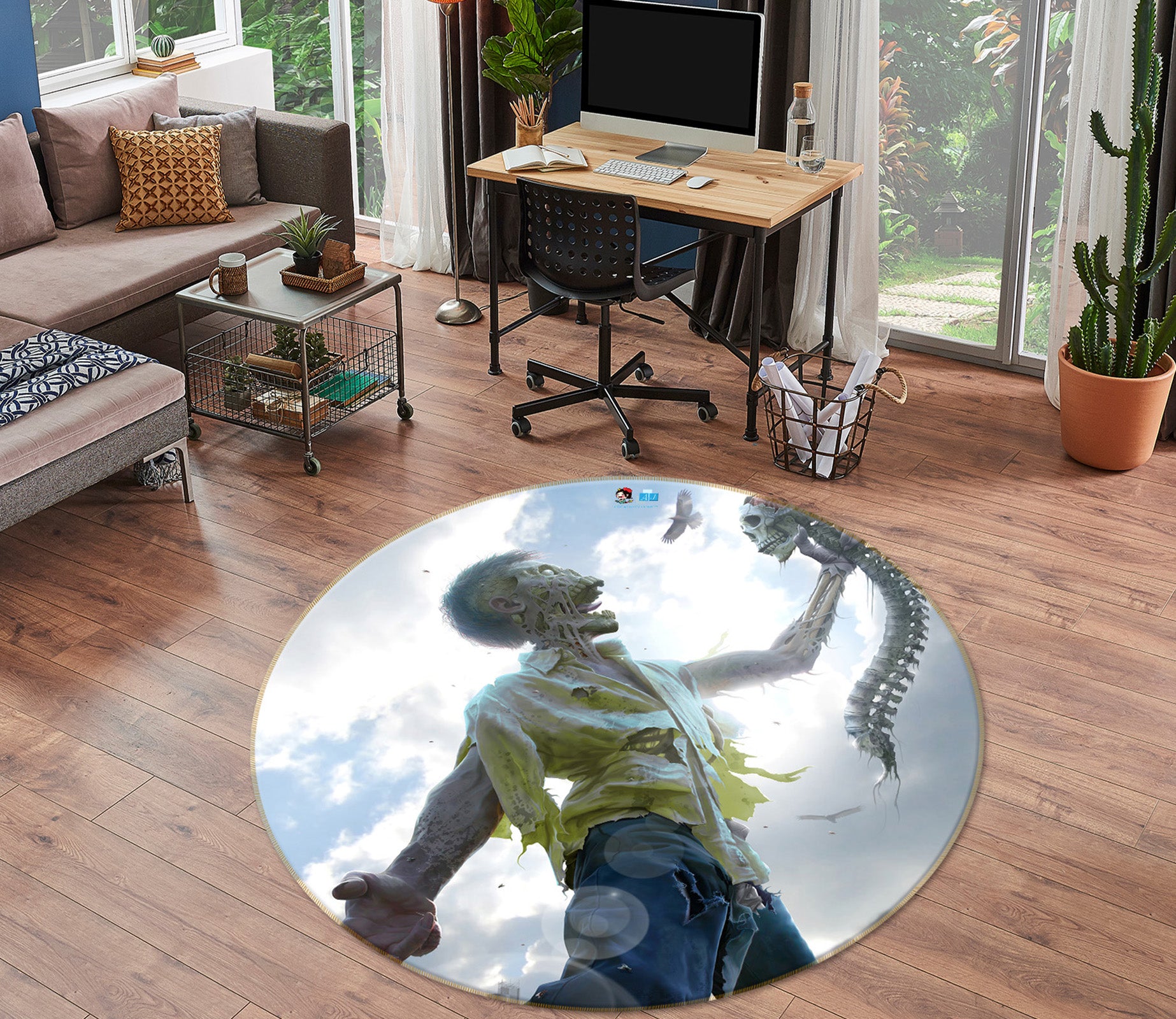 3D Monster Man 4195 Tom Wood Rug Round Non Slip Rug Mat