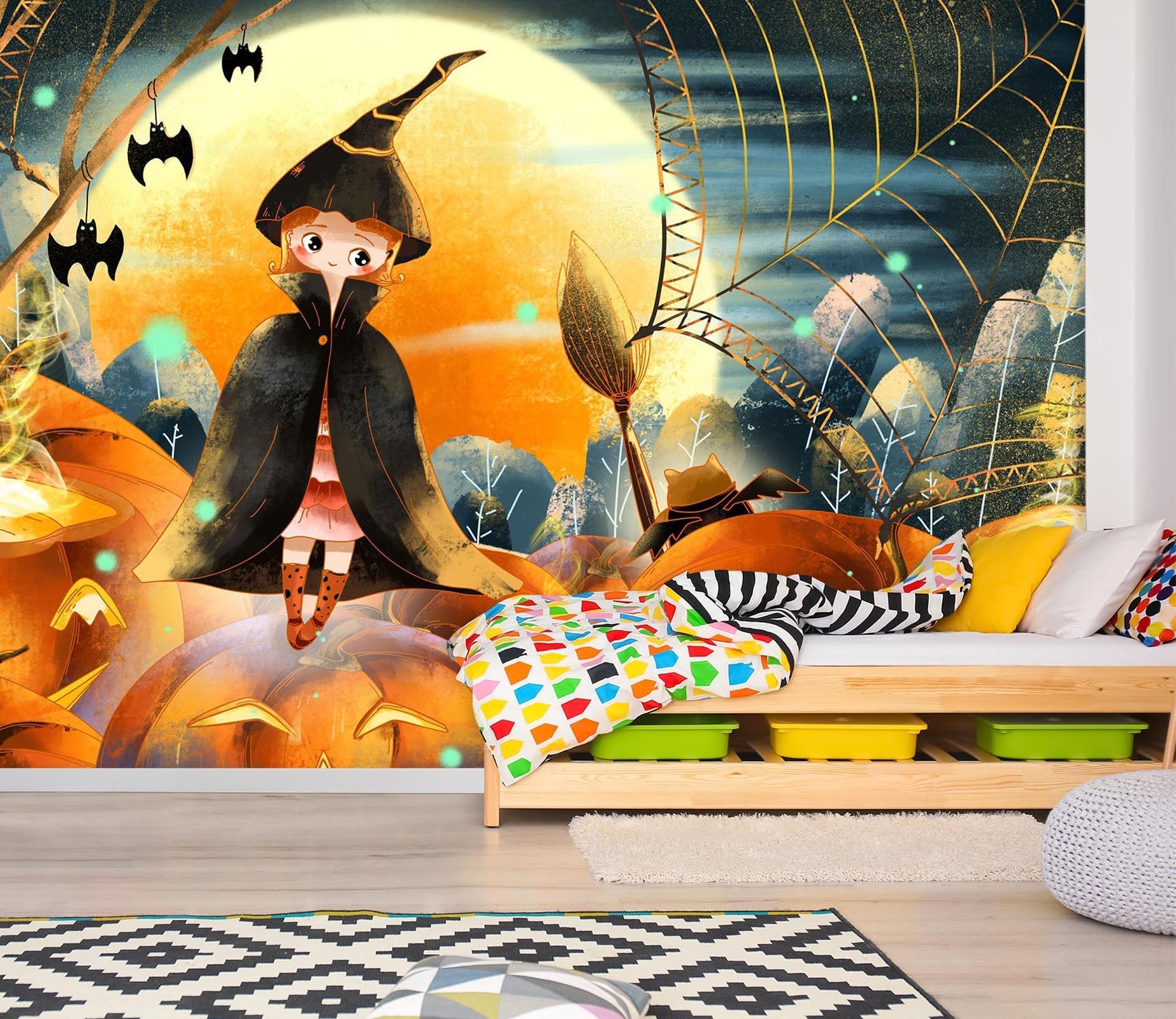 3D Witch Pumpkin Moon 1008 Halloween Wall Murals Wallpaper AJ Wallpaper 2 