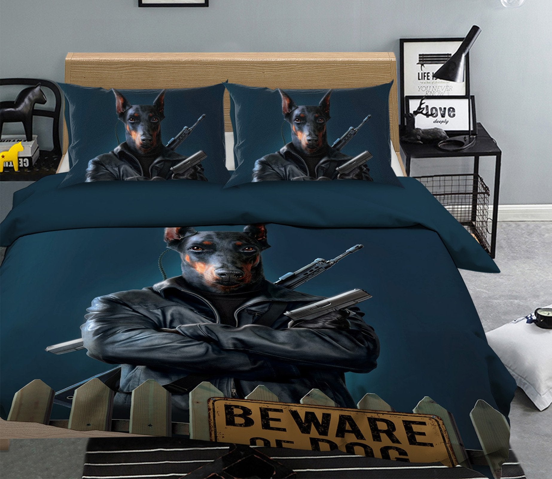 3D Beware Of Dog 2111 Bed Pillowcases Quilt Exclusive Designer Vincent Quiet Covers AJ Creativity Home 