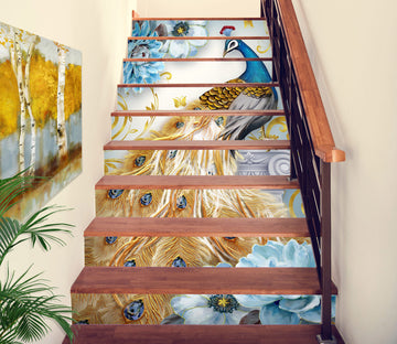 3D Elegant Peacock 260 Stair Risers