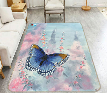 3D Blue Butterfly 9710 Marina Zotova Rug Non Slip Rug Mat
