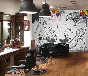 3D Beard Men 1441 Barber Shop Wall Murals
