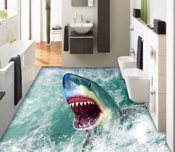 3D Ferocious Shark 335 Floor Mural  Wallpaper Murals Rug & Mat Print Epoxy waterproof bath floor