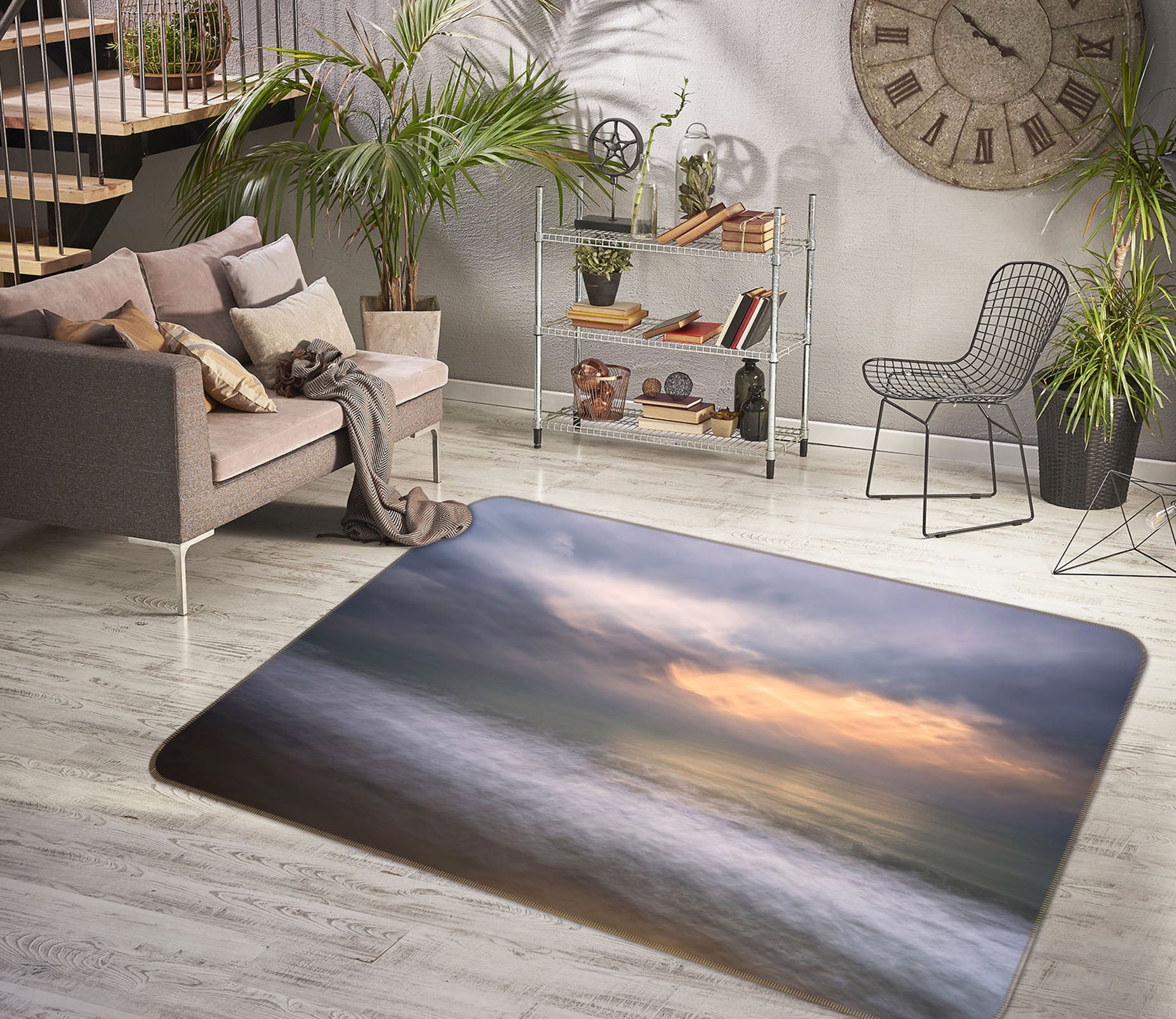 3D White Wave 1119 Marco Carmassi Rug Non Slip Rug Mat