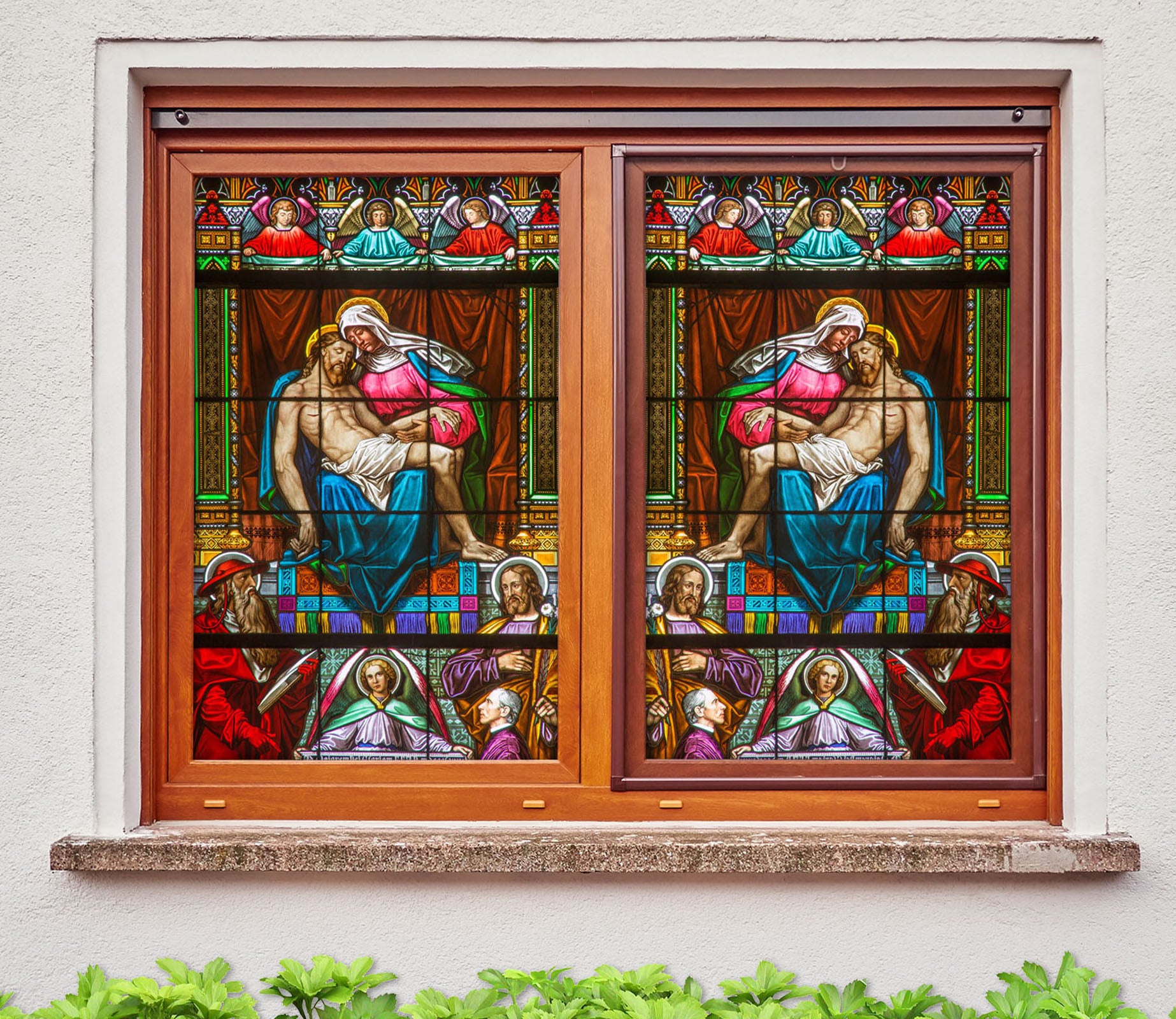 3D Prayer Ceremony 136 Window Film Print Sticker Cling Stained Glass UV Block