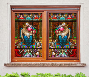 3D Prayer Ceremony 136 Window Film Print Sticker Cling Stained Glass UV Block